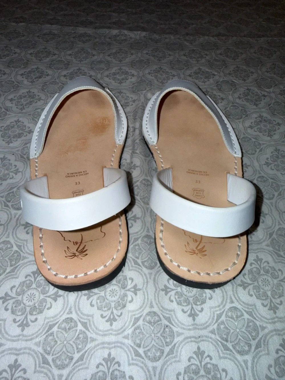 MIBO AVARCAS WHITE MENORCAN SANDALS SiZe 33 = US 1.5Y or US 2Y